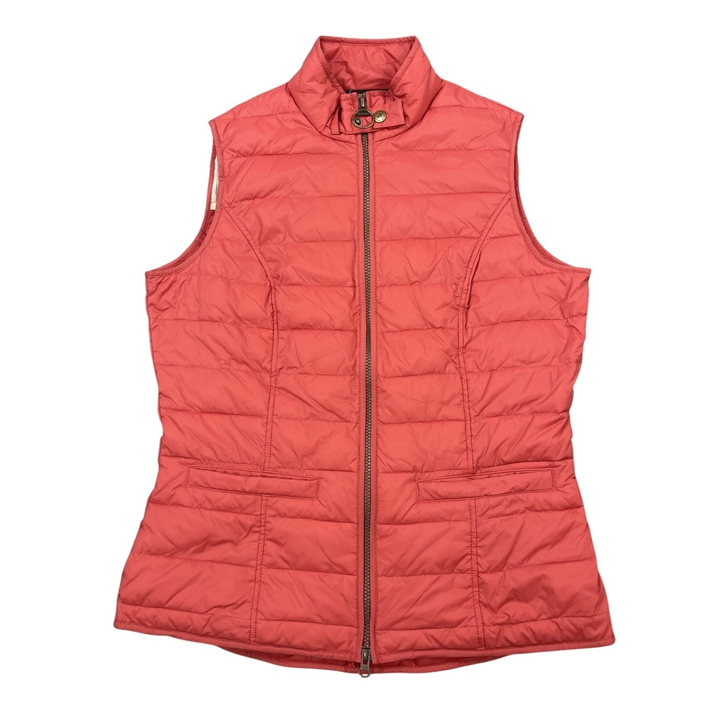 Barbour Womens Size 10 Holtsteiner Gilet Equestrian Fibre Down Vest Coral Red